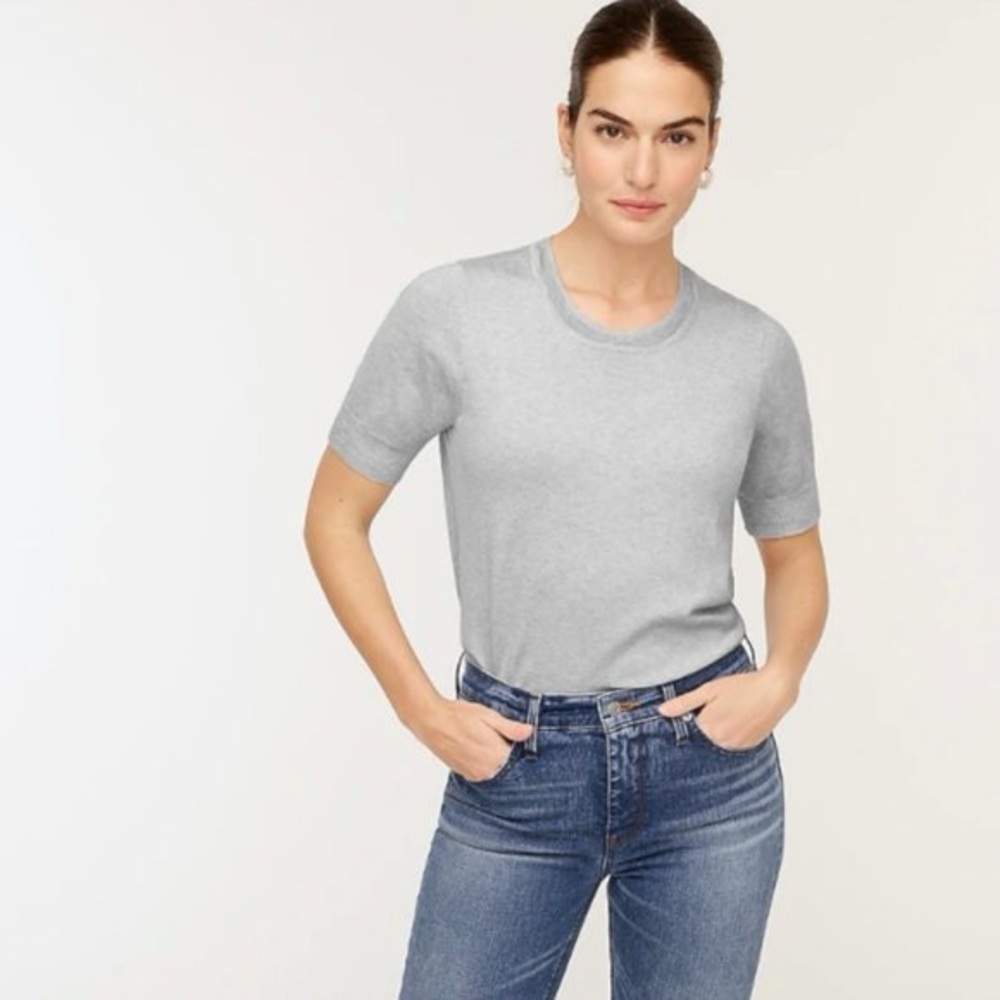 J.Crew Short-sleeve silk-blend crewneck sweater